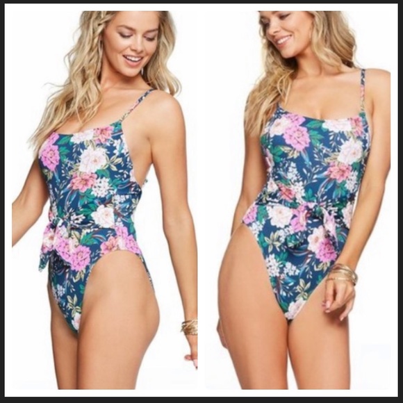 Jessica Simpson Other - Jessica Simpson Dark blue multi Gardenia Paradise One-Piece Swimsuit